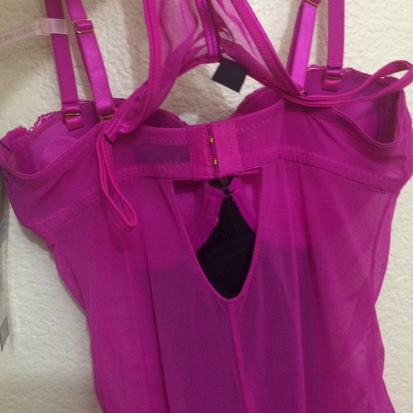 Daisy Fuentes 2-pc Lace Bustier Lingerie Set Pink - Picture 12 of 15